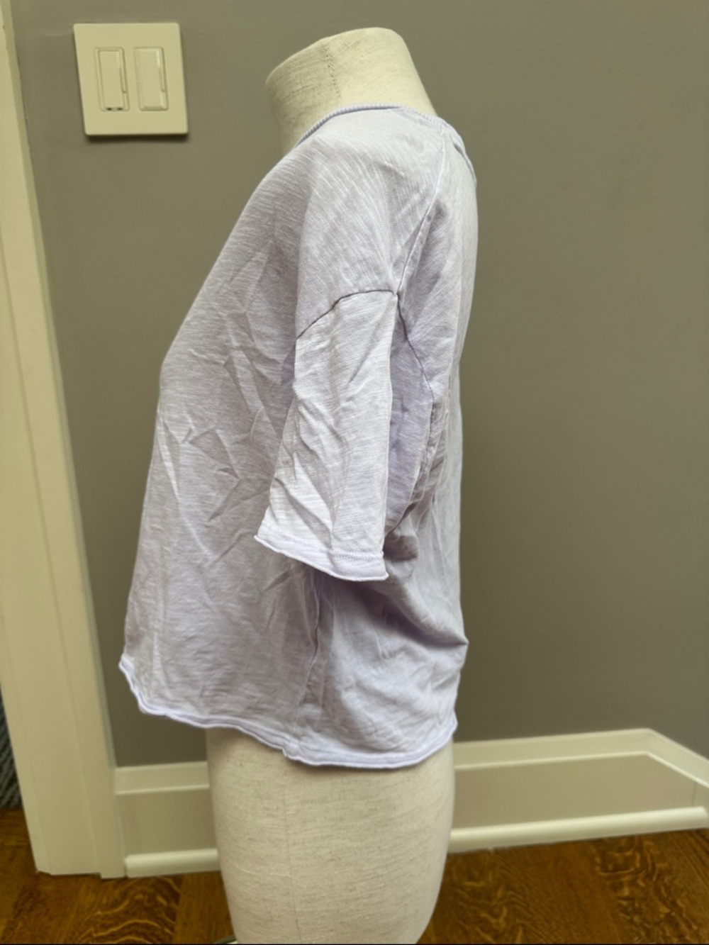 Bobi Los Angeles Lavender 100% Cotton Boxy Crop Tee Small Slub Knit T Shirt - Picture 3 of 7
